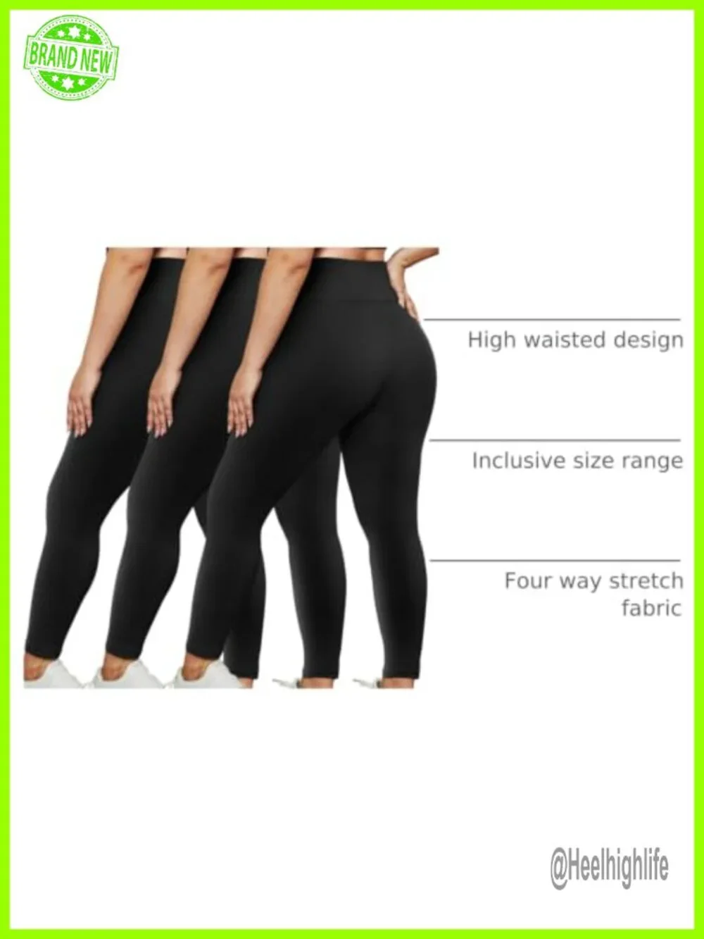 Plus Size High Waisted Leggings 3 Pack 4-Way Stretch Yoga Pants